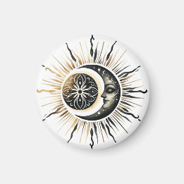 Imã Ímã Celestial Sol e Lua | Ímã de Geladeira Celesti