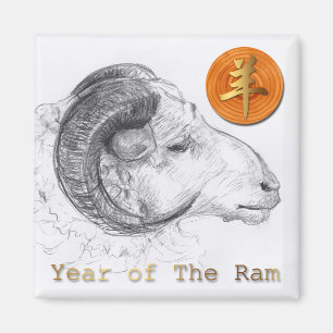 Imã Ímã chinês de madeira do zodíaco do ano da ram