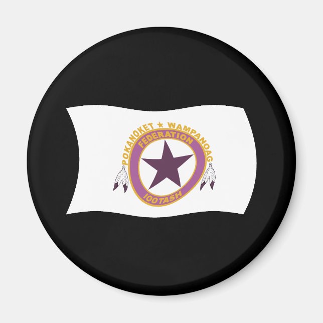 Imã Ímã com a Bandeira da Tribo Wampanoag (Frente)