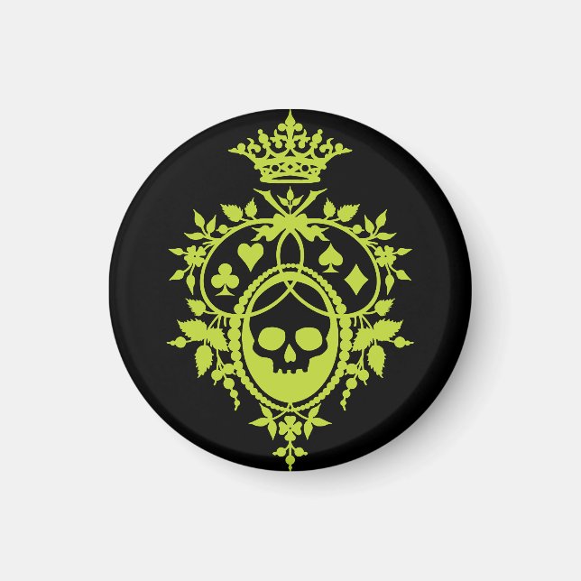 Imã Ímã com Crista Verde e Caveira e Naipes (Frente)