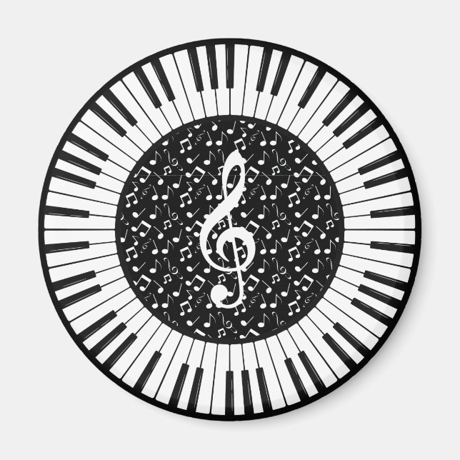 Imã Ímã com Desenho de Círculo de Teclas de Piano (Frente)