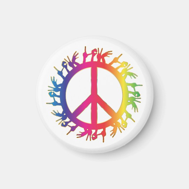 Imã Ímã com Símbolo de Paz Hippie dos Anos 60 (Frente)