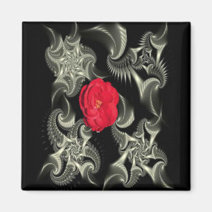 Imã Ímã cor-de-rosa preto & branco do fractal w/red
