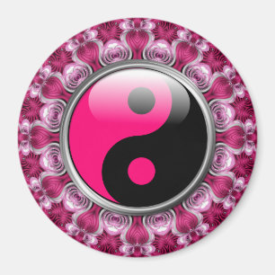Imã Ímã Corações Rosa Yin Yang