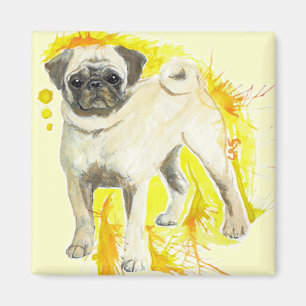 Imã Ímã da arte do Pug da aguarela