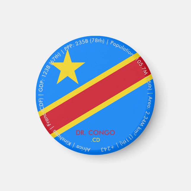 Imã Ímã da Bandeira da RD Congo (Frente)