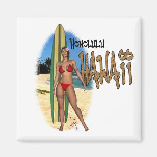Imã Ímã da menina do surfista de Honolulu Havaí