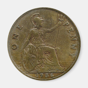 Imã Ímã da moeda de um centavo de 1936 Ingleses