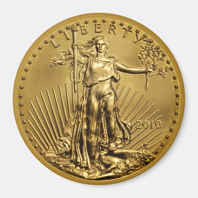 Imã Ímã da Senhora Liberdade Peça de Ouro US (Frente)