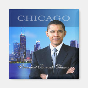 Imã Ímã da skyline do presidente Obama Chicago