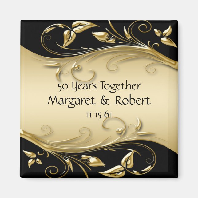 Imã Ímã de 50º Aniversário Dourado e Preto (Frente)