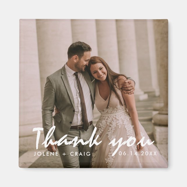 Imã Ímã de Agradecimento de Foto de Casamento (Frente)