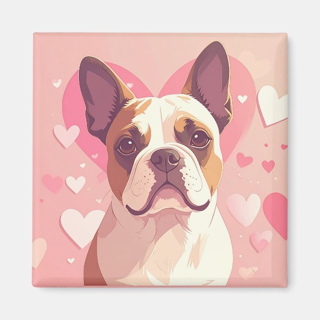 Imã Ímã de Amor de Bulldog Francês Fofo (Frente)