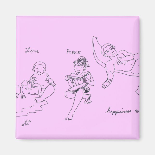 Imã Ímã de Amor, Paz, Felicidade (Rosa) (Frente)
