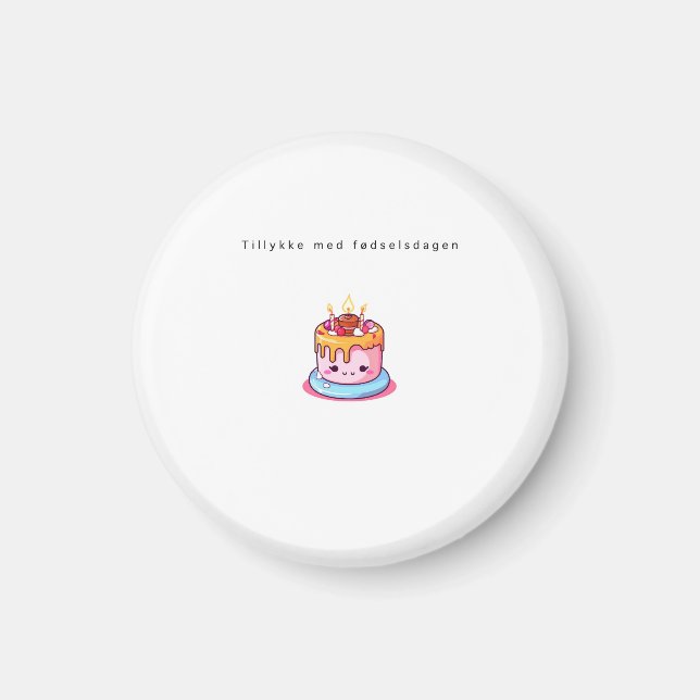 Imã Ímã de aniversário dinamarquês, bolo de aniversári (Frente)
