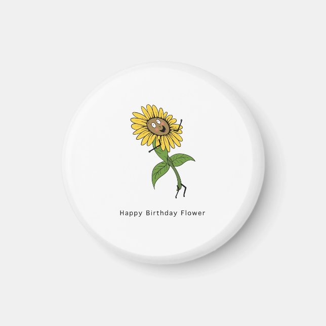 Imã Ímã de aniversário, ímã de flor de feliz aniversár (Frente)