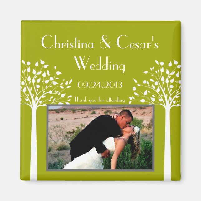 Imã Ímã de anúncio 2"x2" Árvores verdes modernas branc (Frente)