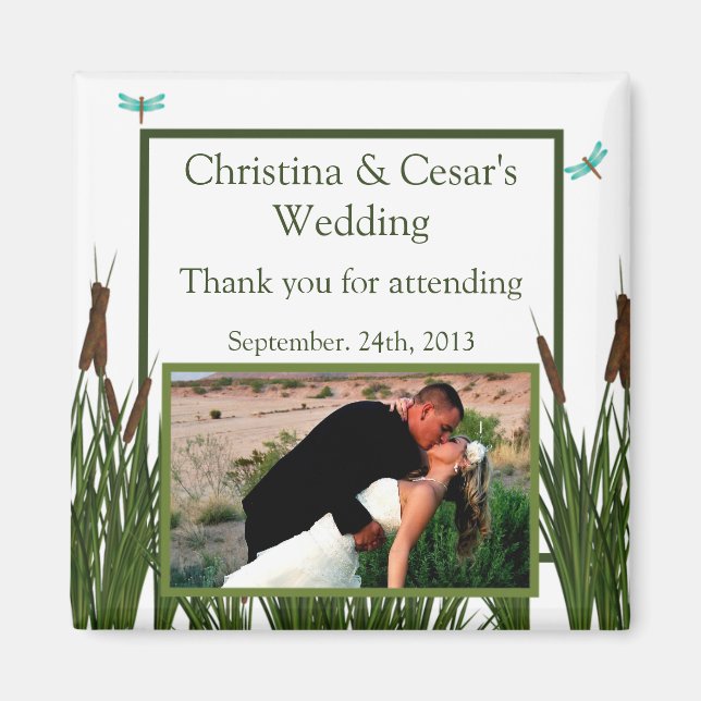 Imã Ímã de Anúncio 2"x2" Cattail/Dragonfly em Cor (Frente)