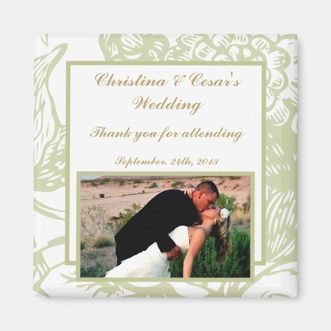 Imã Ímã de Anúncio 2"x2" Flor de Gerbera Verde (Frente)