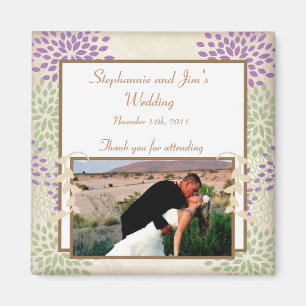 Imã Ímã de Anúncio 2"x2" Floral Roxo e Verde