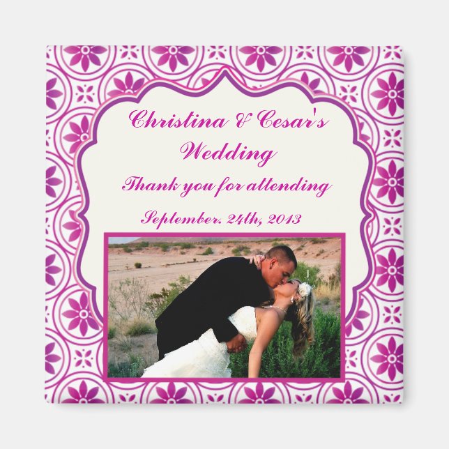 Imã Ímã de Anúncio 2"x2" Magenta Roxo Formal Fl (Frente)