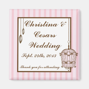 Imã Ímã de Anúncio 2"x2" Passarinho/Listras Rosa