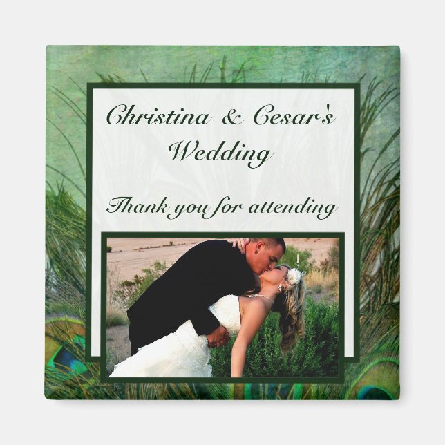 Imã Ímã de Anúncio 2"x2" Penas Verde Pavão (Frente)