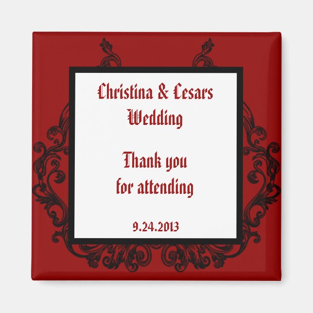 Imã Ímã de Anúncio 2"x2" Vermelho Escarlate Ornado (Frente)