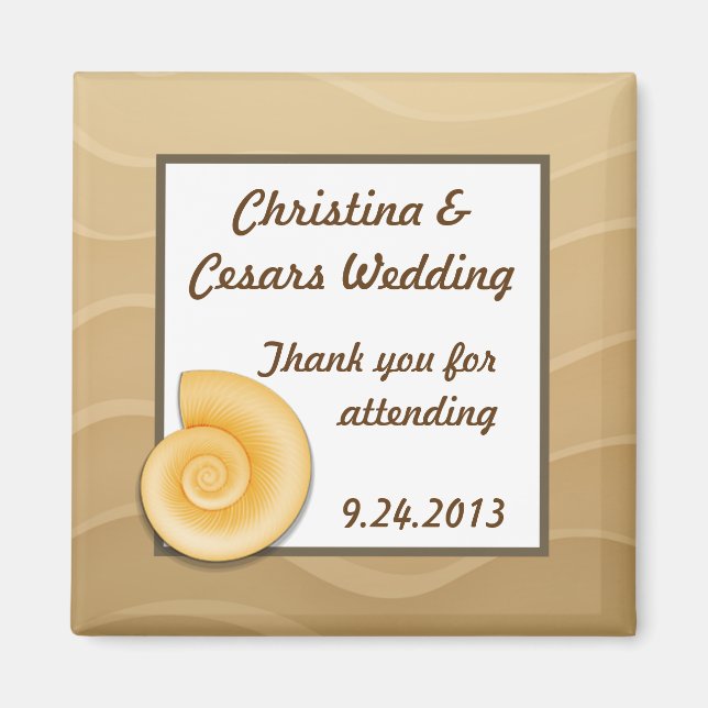 Imã Ímã de Anúncio 5cmx5cm Conchas na Praia Arenosa (Frente)