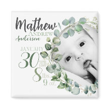 Ímã de Anúncio de Nascimento de Bebê Personalizado