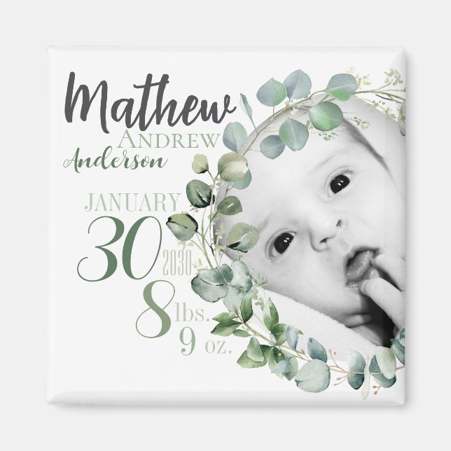 Imã Ímã de Anúncio de Nascimento de Bebê Personalizado (Frente)