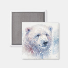 Imã Ímã de Aquarela de Urso Polar de Inverno