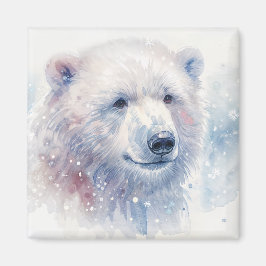 Imã Ímã de Aquarela de Urso Polar de Inverno