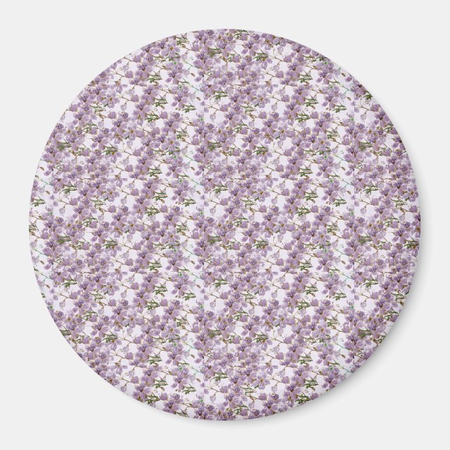 Imã Ímã de Aquarela Floral Lavanda (Frente)
