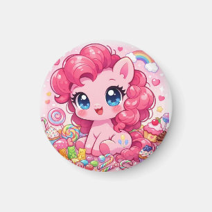 Imã Ímã de Arte Chibi de Pônei Rosa Kawaii