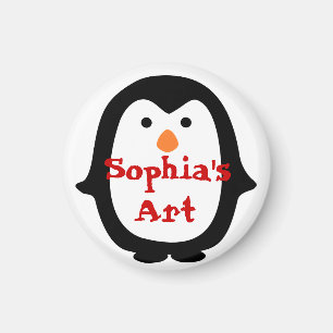 Imã Ímã de Arte Personalizada de Pinguim para Crianças