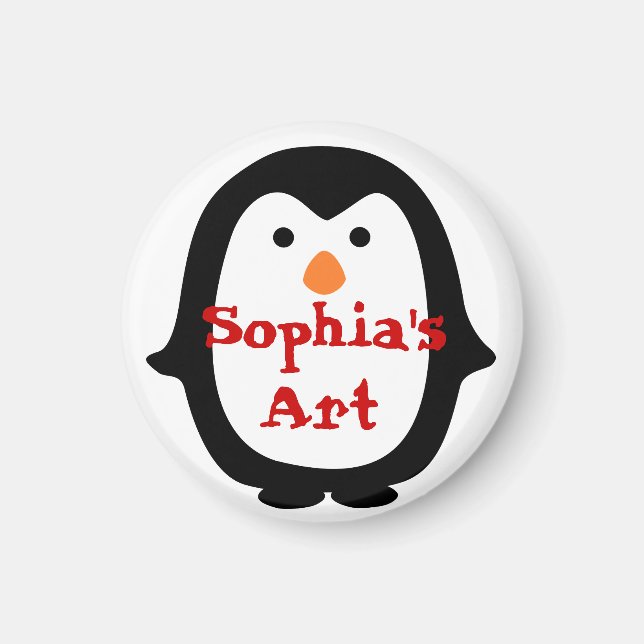 Imã Ímã de Arte Personalizada de Pinguim para Crianças (Frente)