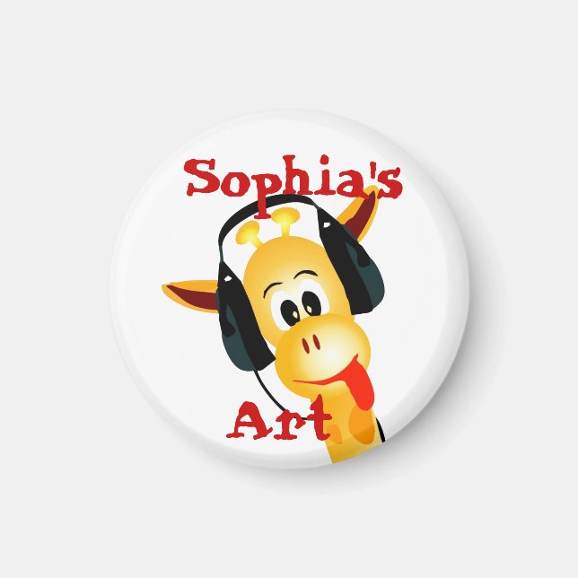 Imã Ímã de Arte Personalizado de Girafa para Crianças (Frente)