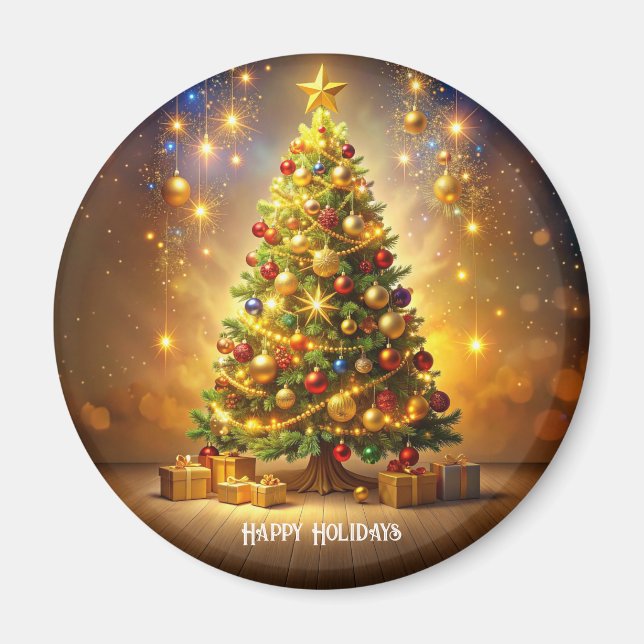 Imã Ímã de Árvore de Natal Decorada (Frente)