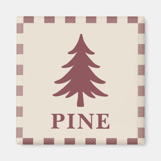 Imã Ímã de árvore de pinheiro de Natal Burgundy rústic