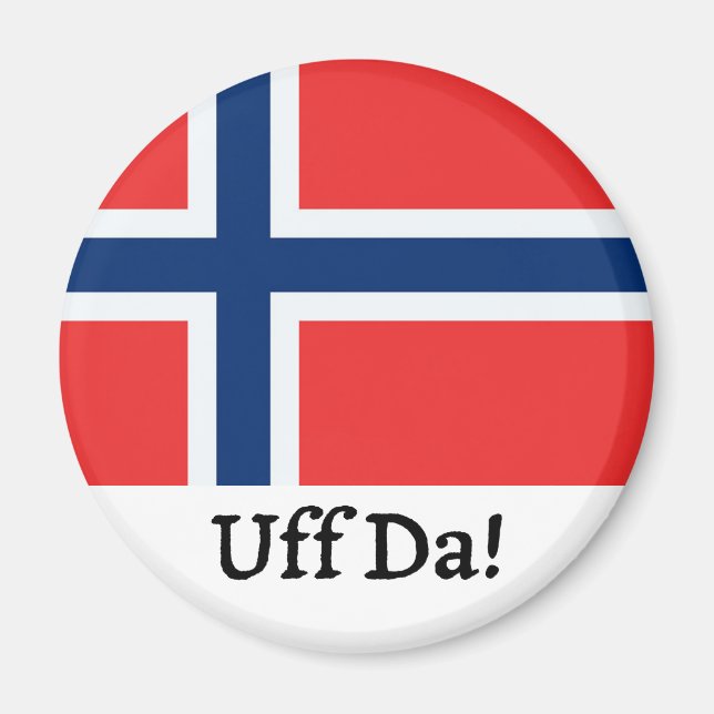 Imã Ímã de bandeira norueguesa Uff Da (Frente)