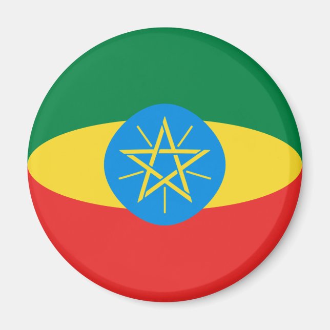 Imã Ímã de Bandeira Olho de Peixe da Etiópia (Frente)