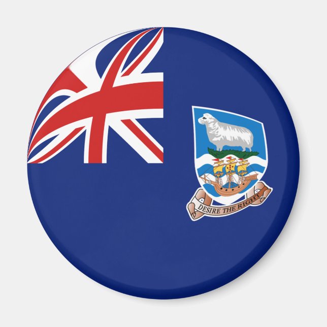 Imã Ímã de Bandeira Olho de Peixe das Ilhas Falkland (Frente)