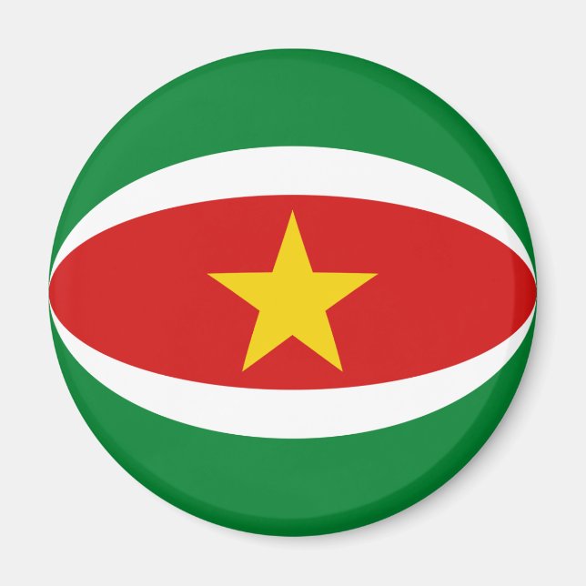 Imã Ímã de Bandeira Olho de Peixe do Suriname (Frente)