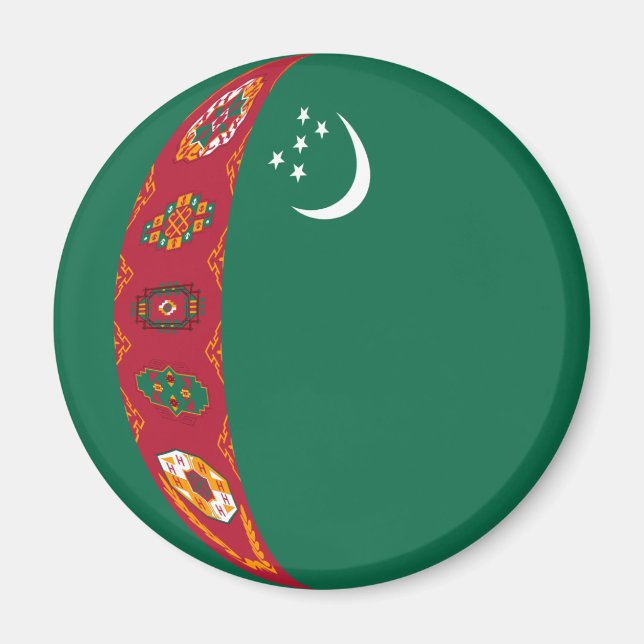 Imã Ímã de Bandeira Olho de Peixe do Turcomenistão (Frente)