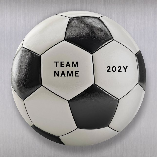 Imã Ímã de Bola de Futebol | Nome do Time Personalizad (Soccer ball design, perfect for football fans, team celebrations, birthdays & sports-themed parties!)