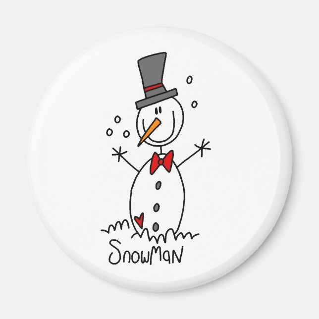 Imã Ímã de Boneco de Neve em Desenho Simples (Frente)