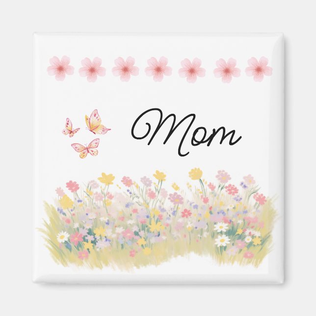 Imã Ímã de Borboleta de Flor Silvestre Personalizado (Frente)