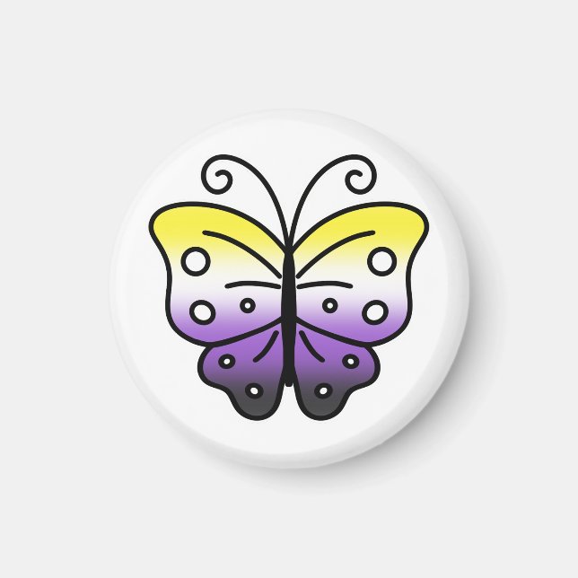 Imã Ímã de Borboleta Orgulho Não Binário (Frente)