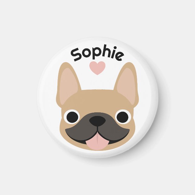 Imã Ímã de Bulldog Francês Personalizado, Presente par (Frente)